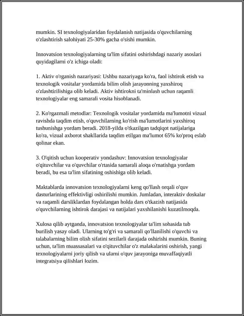 INNOVATSION TEXNOLOGIYALAR TA’LIM SIFATINI OSHIRISH MANBAI SIFATIDA 4