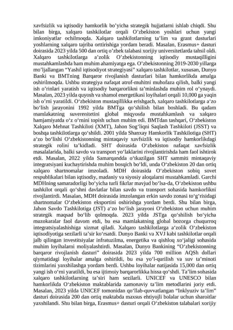 O’ZBEKISTON RESPUBLIKASINING XALQARO TASHKILOTLARGA A’ZO BO’LISHI 4