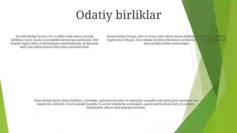 O'Lchov Birliklari 4