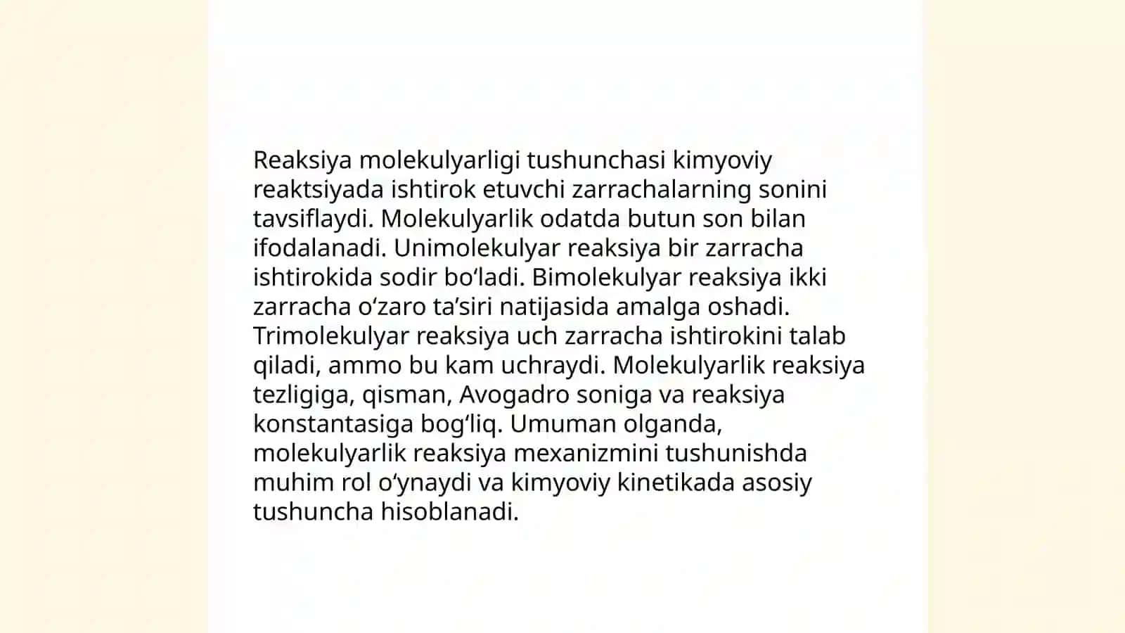 Reaksiyaning tartibi molekulyarligi 4