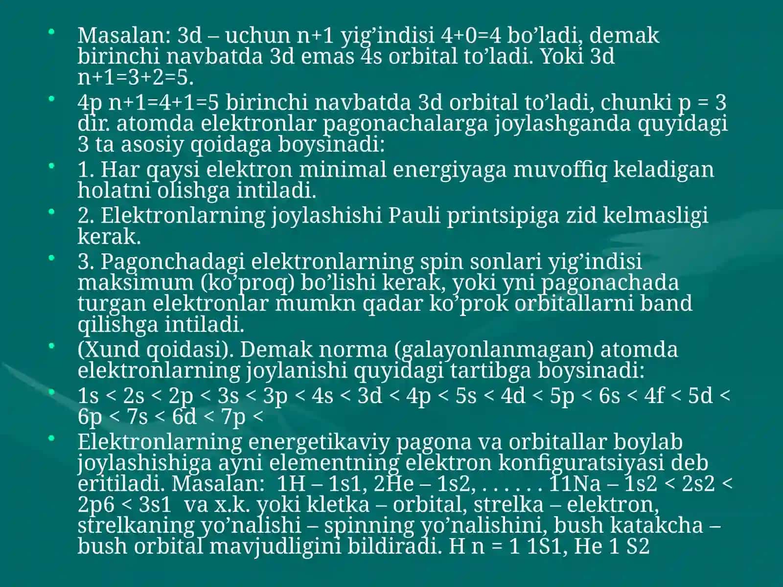 Molekulyar orbitallar va atom tuzilishi nazariyasi 4
