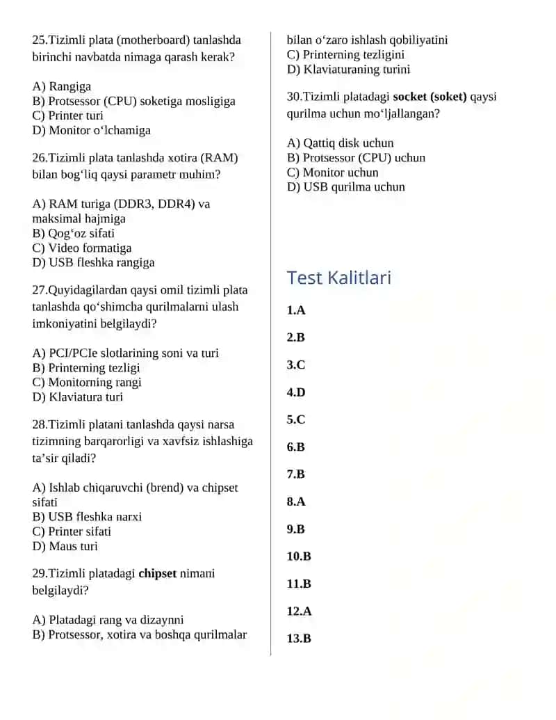 Kompyuter arxitekturasi 1-oraliq nazorat 4
