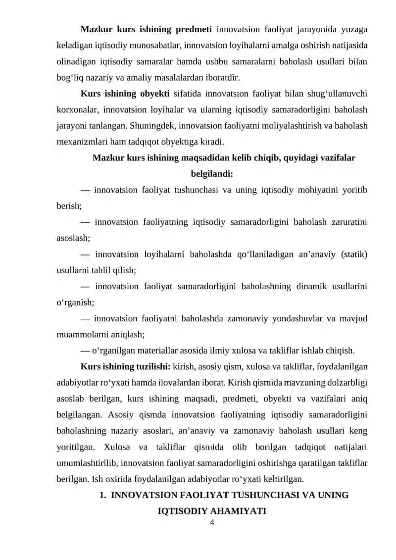 INNOVATSIYA FAOLIYATNING IQTISODIY SAMARADORIGINI BAHOLASH USULLARI 4