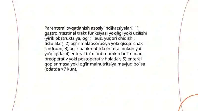 Parenteral ovqatlanish va uning klinik ahamiyati 4