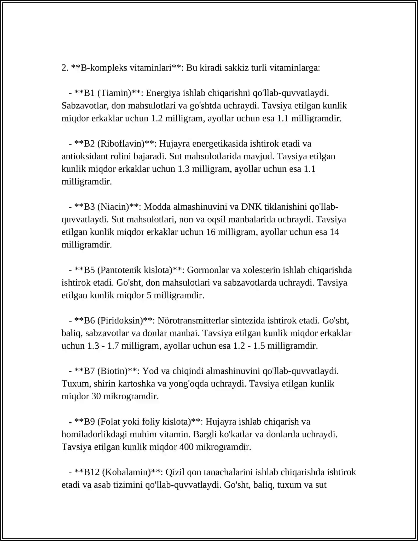 MUSTAQIL ISH Mavzu: VITAMINLAR KIMYOSI 4