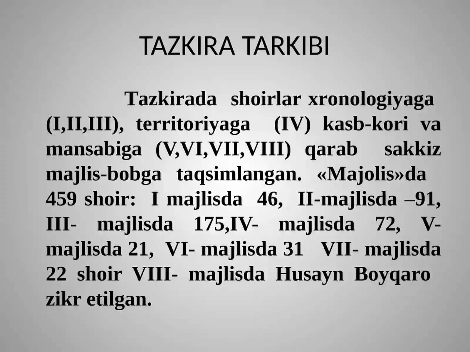 Mavzular: “Majolis-unnafois”, “Nasoyim-ulmuhabbat” 4