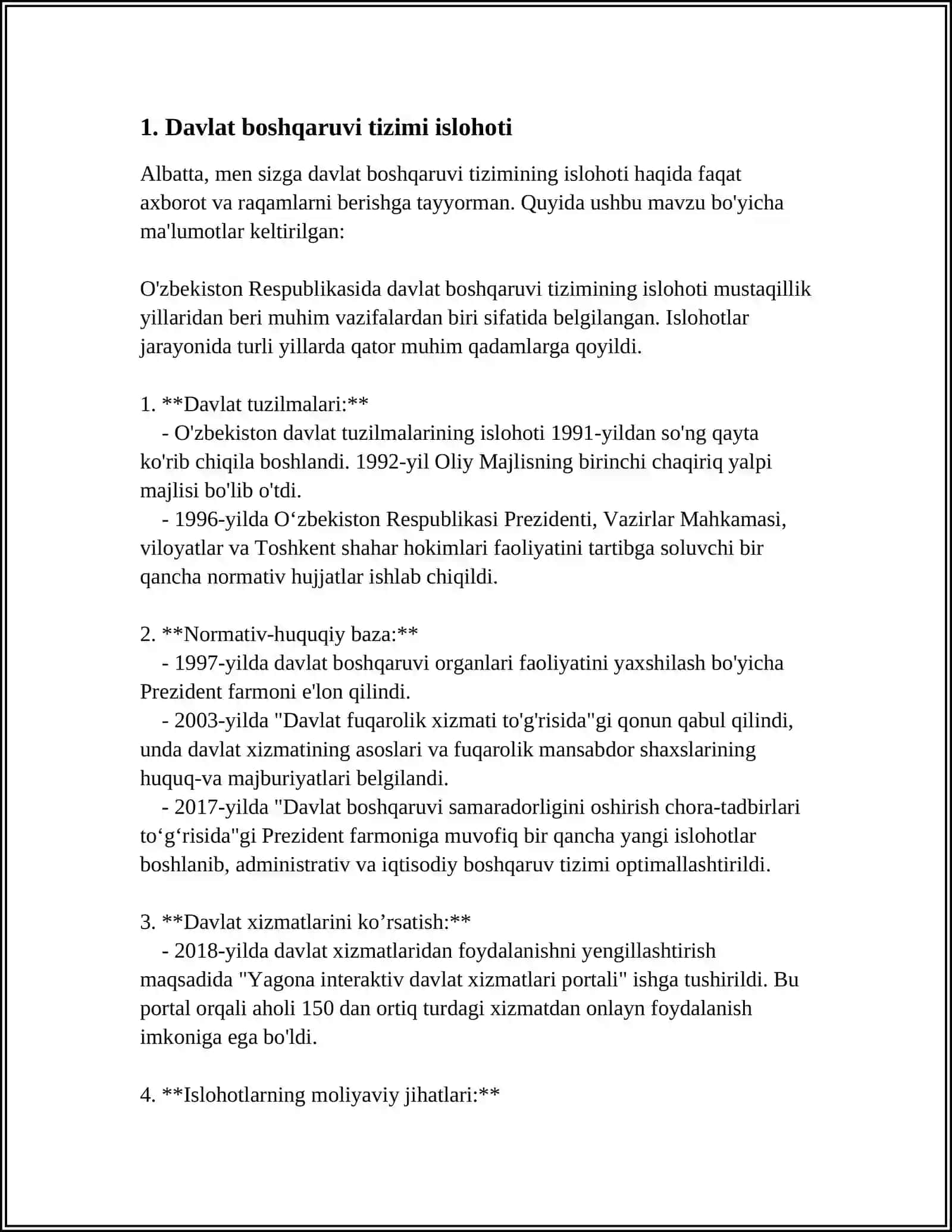 MUSTAQILLIK YILLARIDA AMALGA OSHIRILGAN ISLOHOTLAR 4
