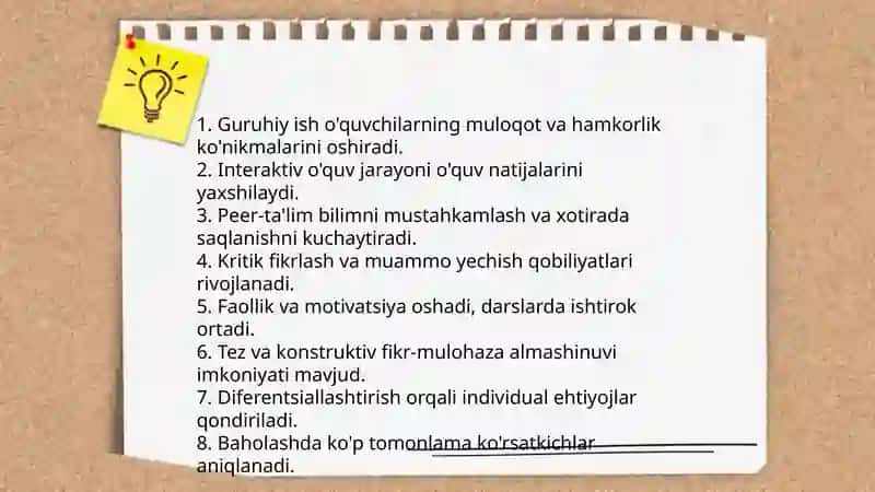 Guruhiy ish shaklining afzalligi.Guruh bn ishlashning nazariy asoslari 4