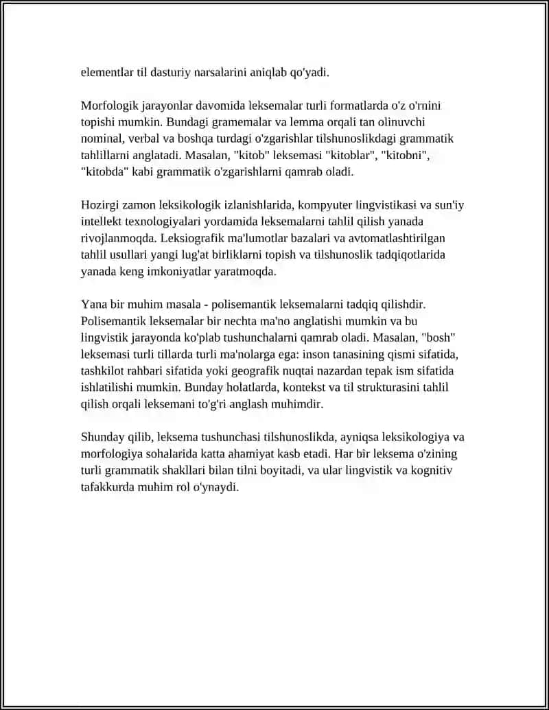 LEKSEMANING ICHKI VA TASHQI TOMONI. LEKSEMANI O'ZLASHTIRISH 4