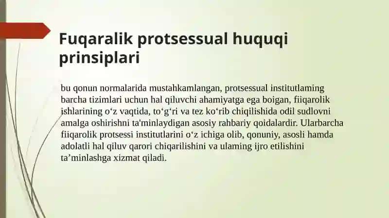 FUQAROLIK PROTSESSUAL HUQUQINING PRINSIPLARI 4