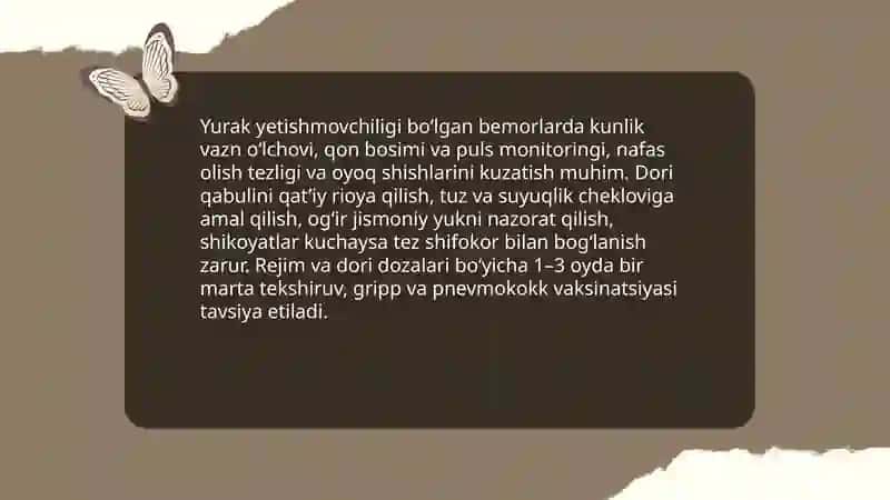 Yurak-qon tomir tizimi kasalliklarida bemorlar parvarishi va nazorati 4