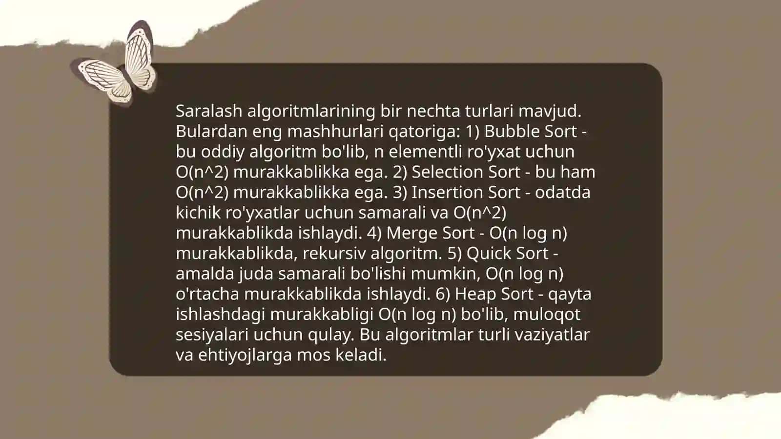 Oʻrin almashtirish bilan saralash algoritmlari 4