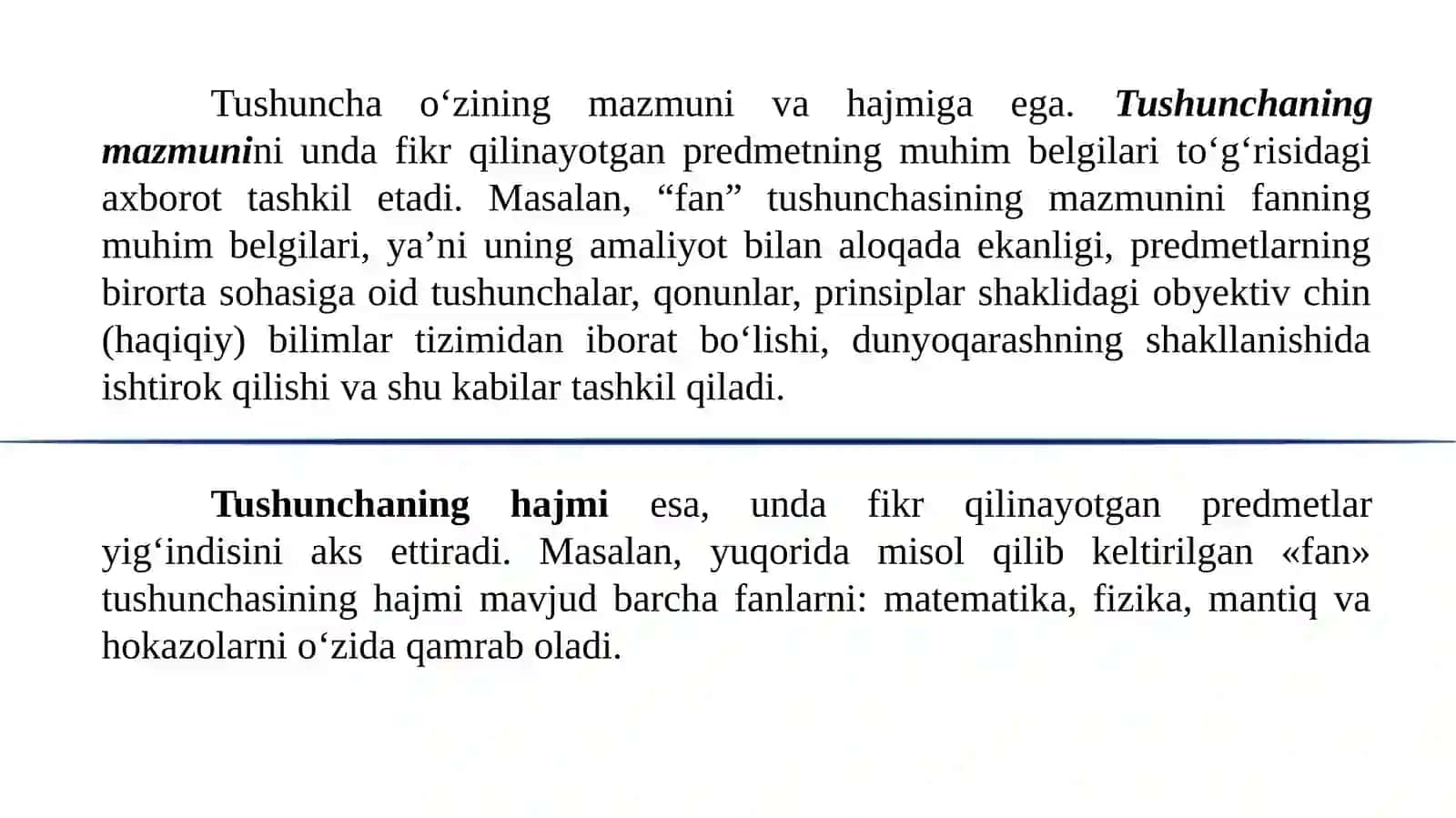 Tushuncha - predmetlar qo‘llaniladigan tafakkur shakllari 4