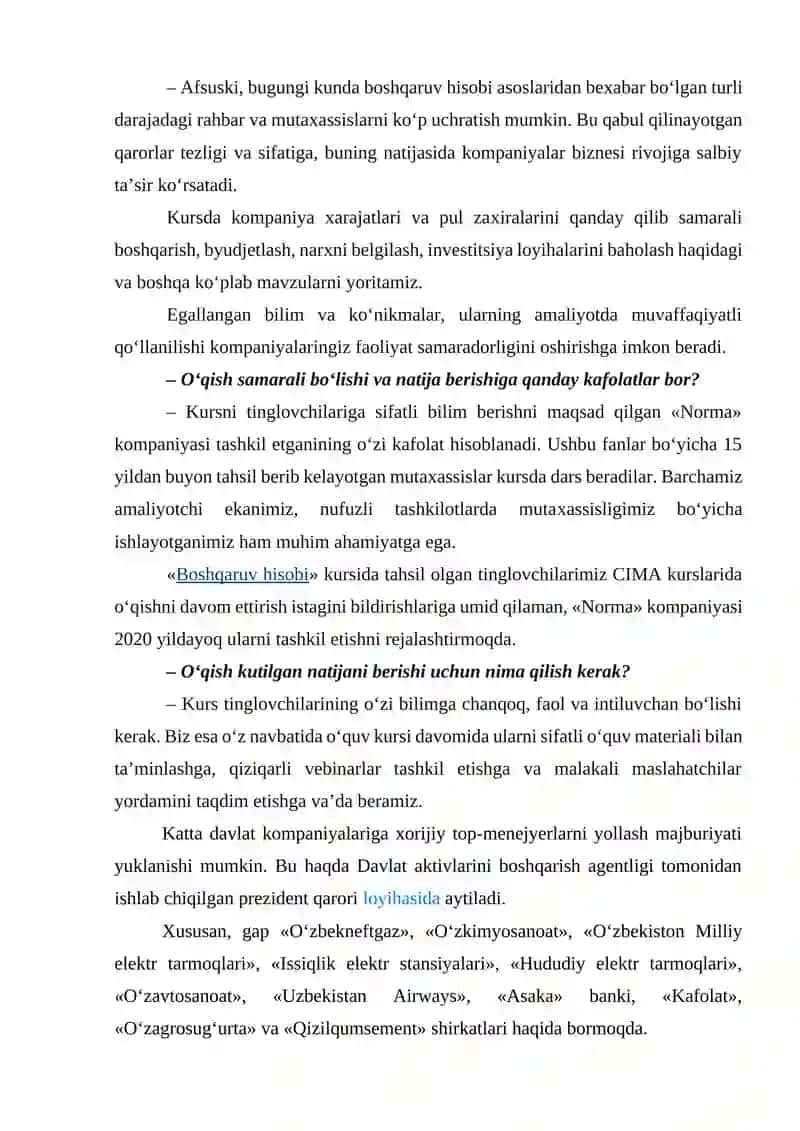 Boshqaruv hisobi kursi 4