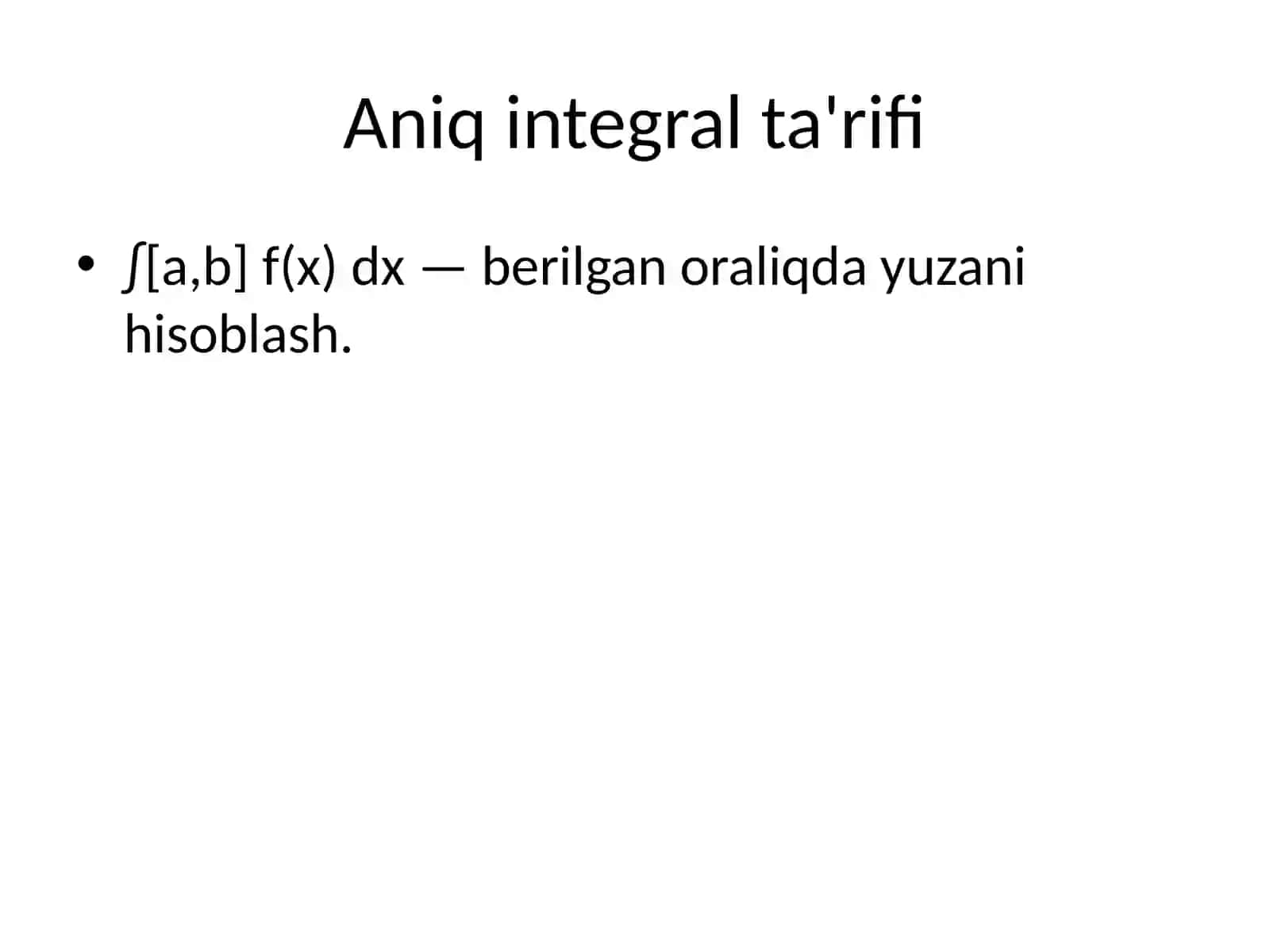 aniq integral yordamida yuzani aniqlash 4