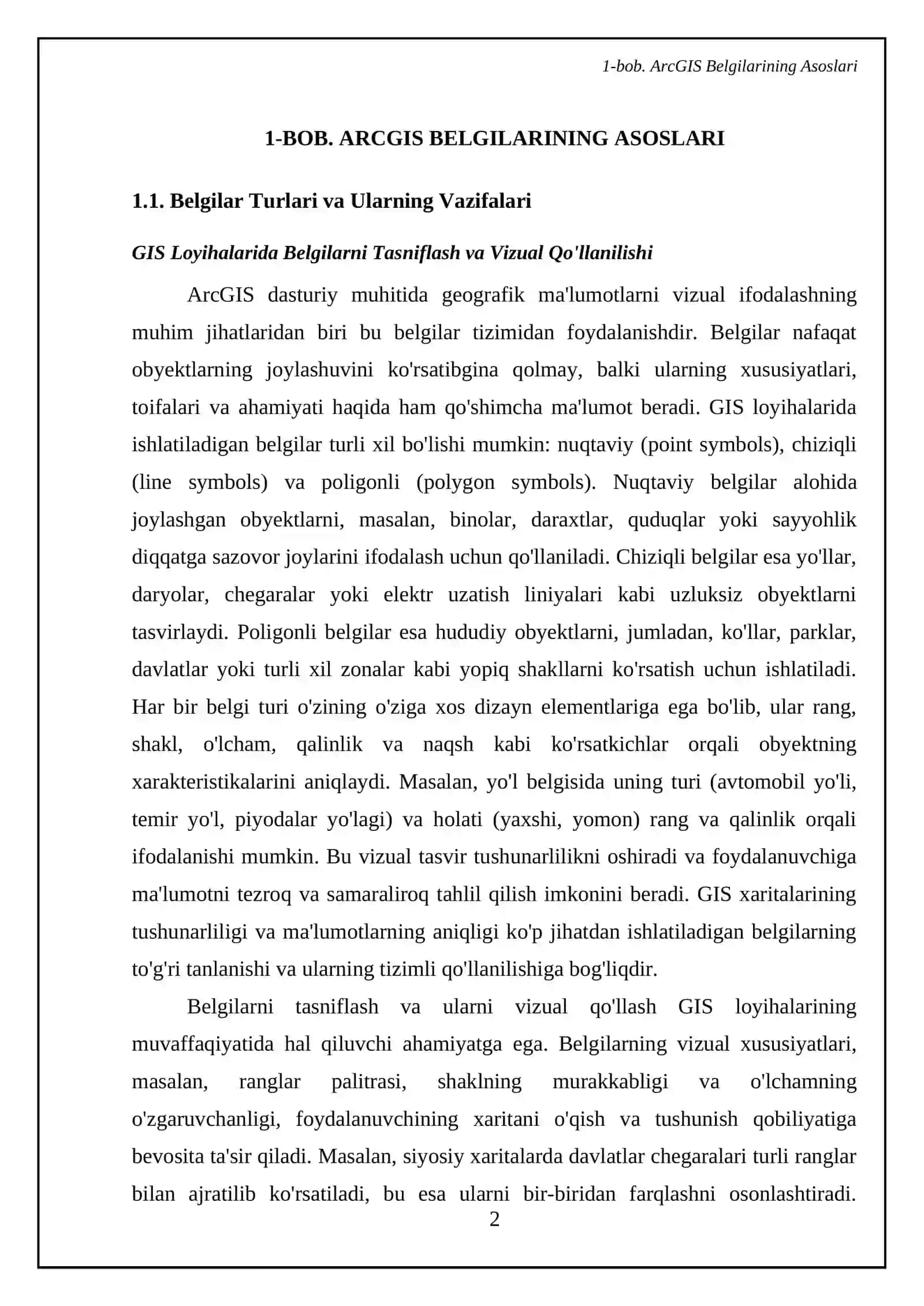 Arc GIS belgilarni taqdim etildi va ularni eslab qoladi 4