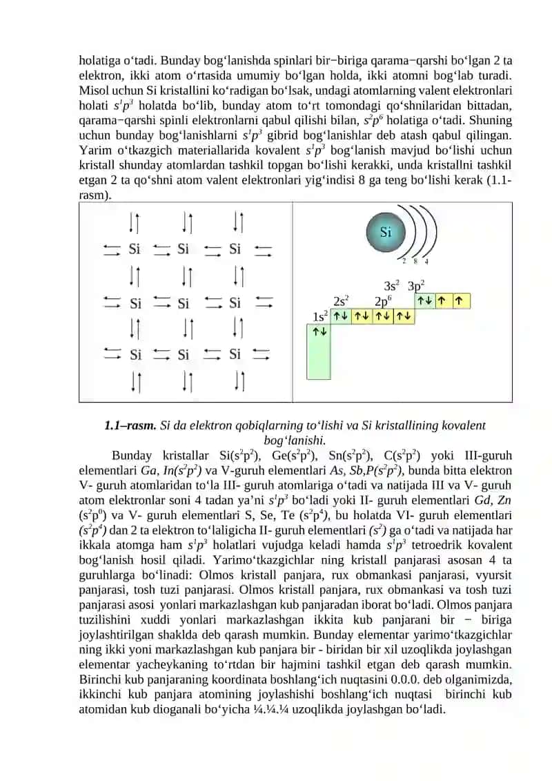 Yarim O'tkazgichli Elektronika. Zonalar Nazariyasi. Yarim O'tkazgichli Materiallar 4