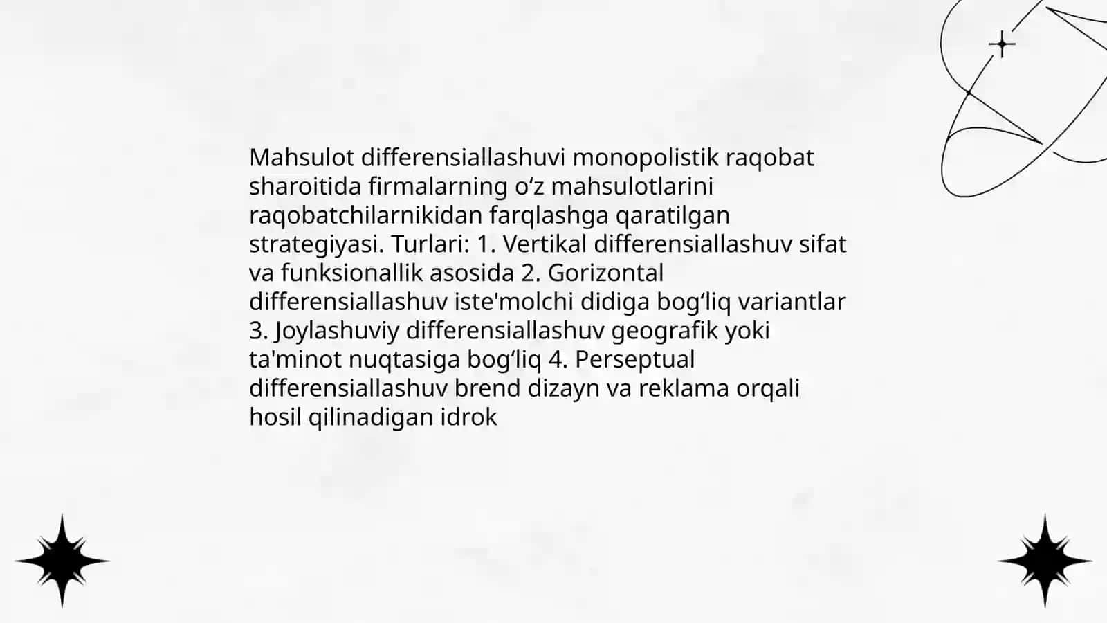 Monopolistik raqobat va mahsulot differensiallashuvi 4