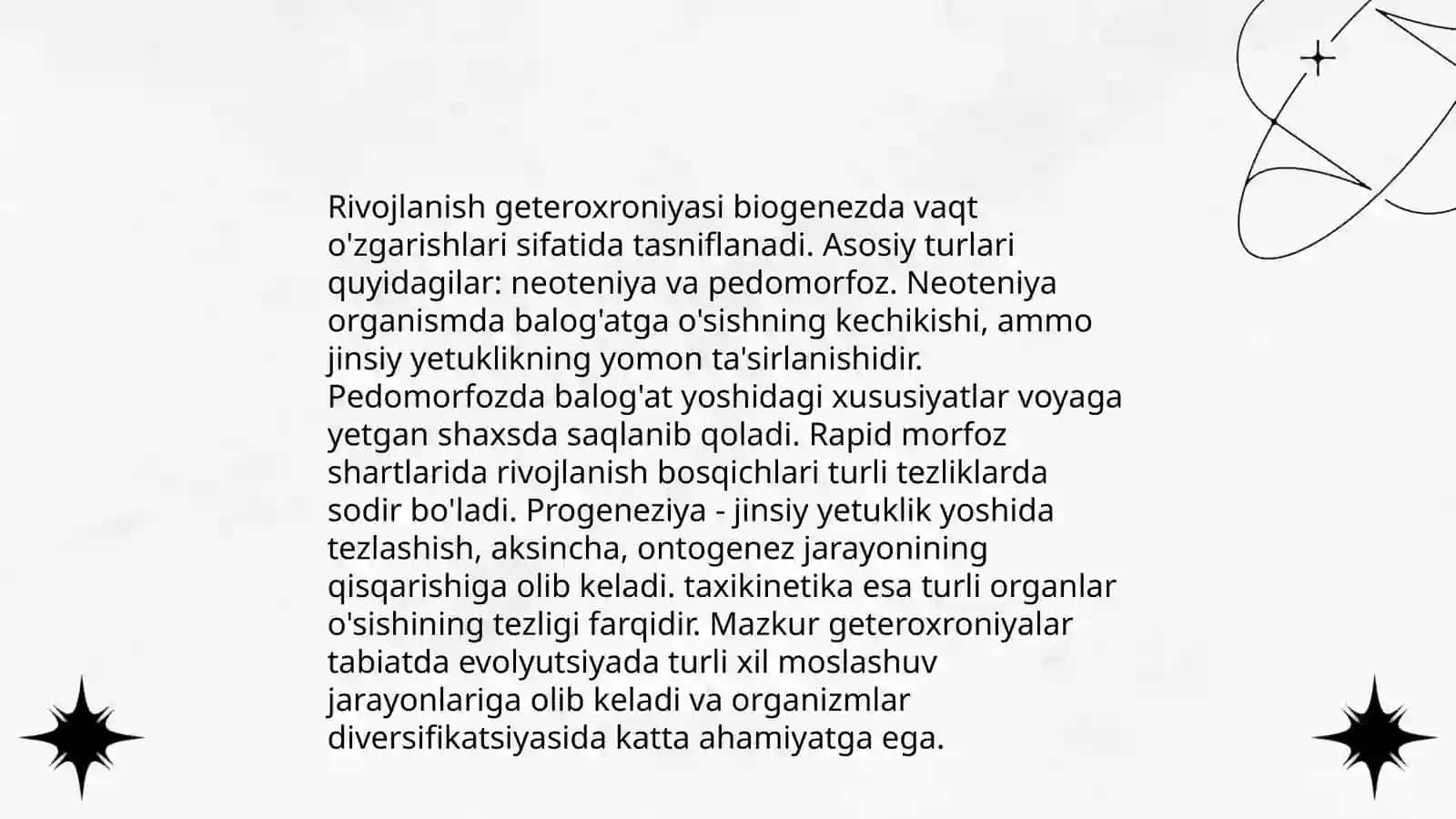 O'sish va rivojlanish geteroxroniyasini jadval va sxemalar tarzida o'rganib chiqish 4
