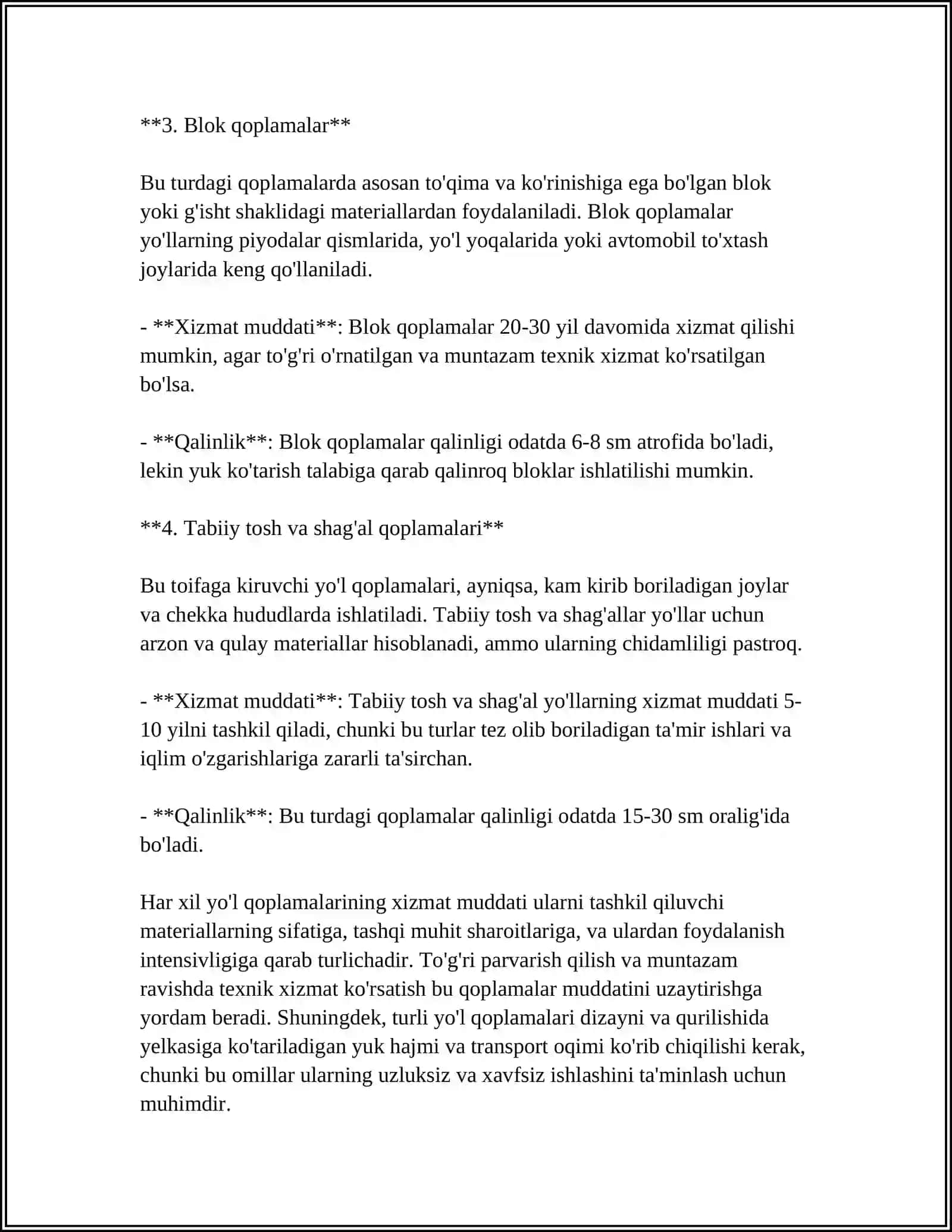 AVTOMOBIL YO‘LLARINING XIZMAT MUDDATINI TA’MINLASHDA TA’MIRLASH VA SAQLASH ISHLARINING AHAMIYATI 4