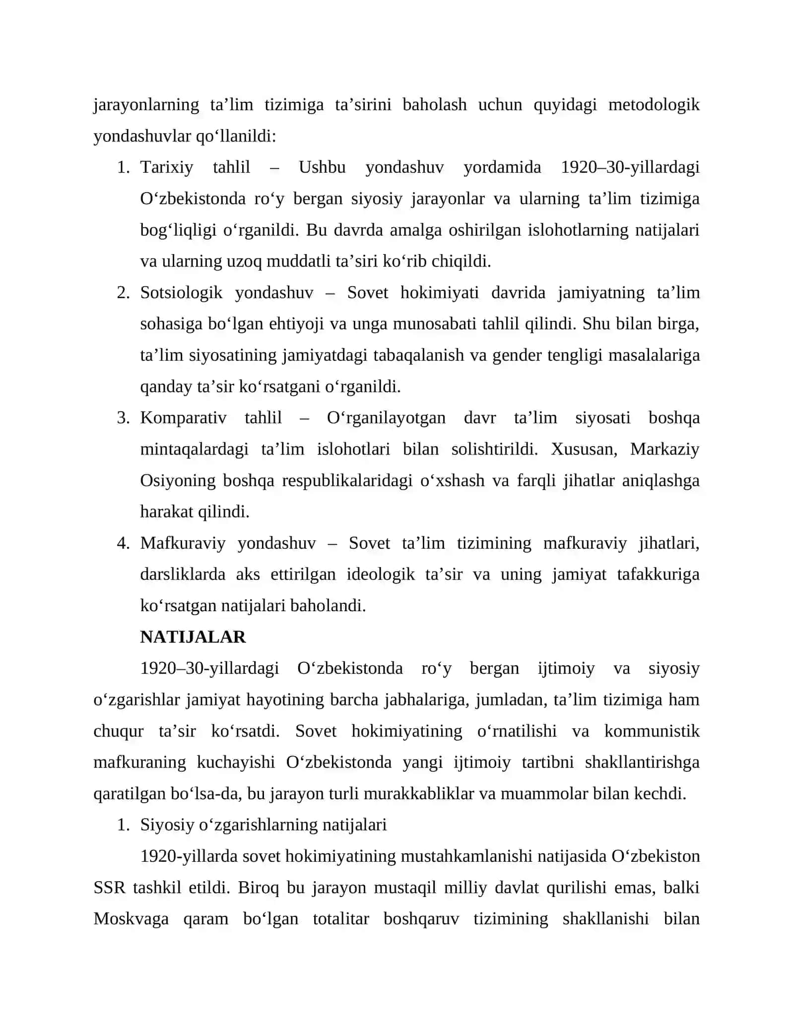 XX asrning 20-30 yillarida Oʻzbekistonning iqtisodiy siyosiy va madaniy hayoti 4