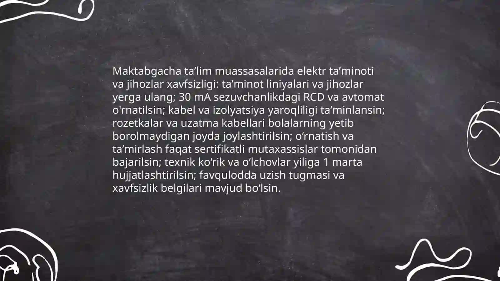 Maktabgacha taʼlim muassasi binolarida xavfsizlikni tashkil etishga oid talablar 4