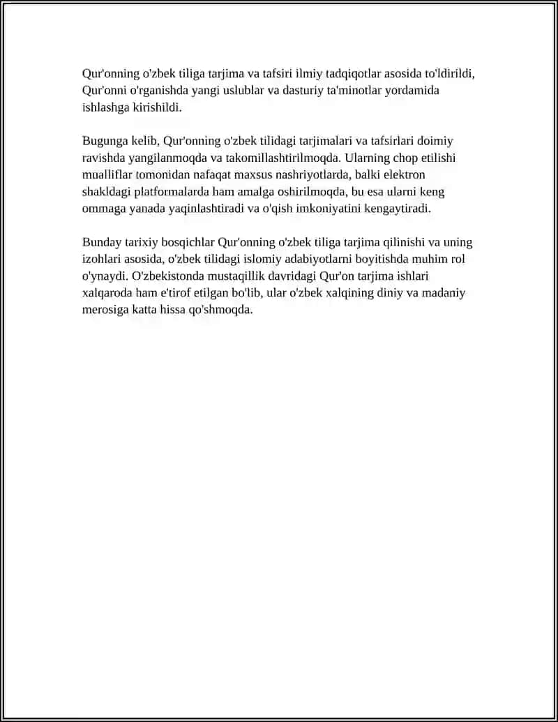 MUSTAQILLIK YILLARIDA QUR'ONNING O'ZBEK TILIGA TARJIMA QILINISHI VA TAFSIRLARI 4