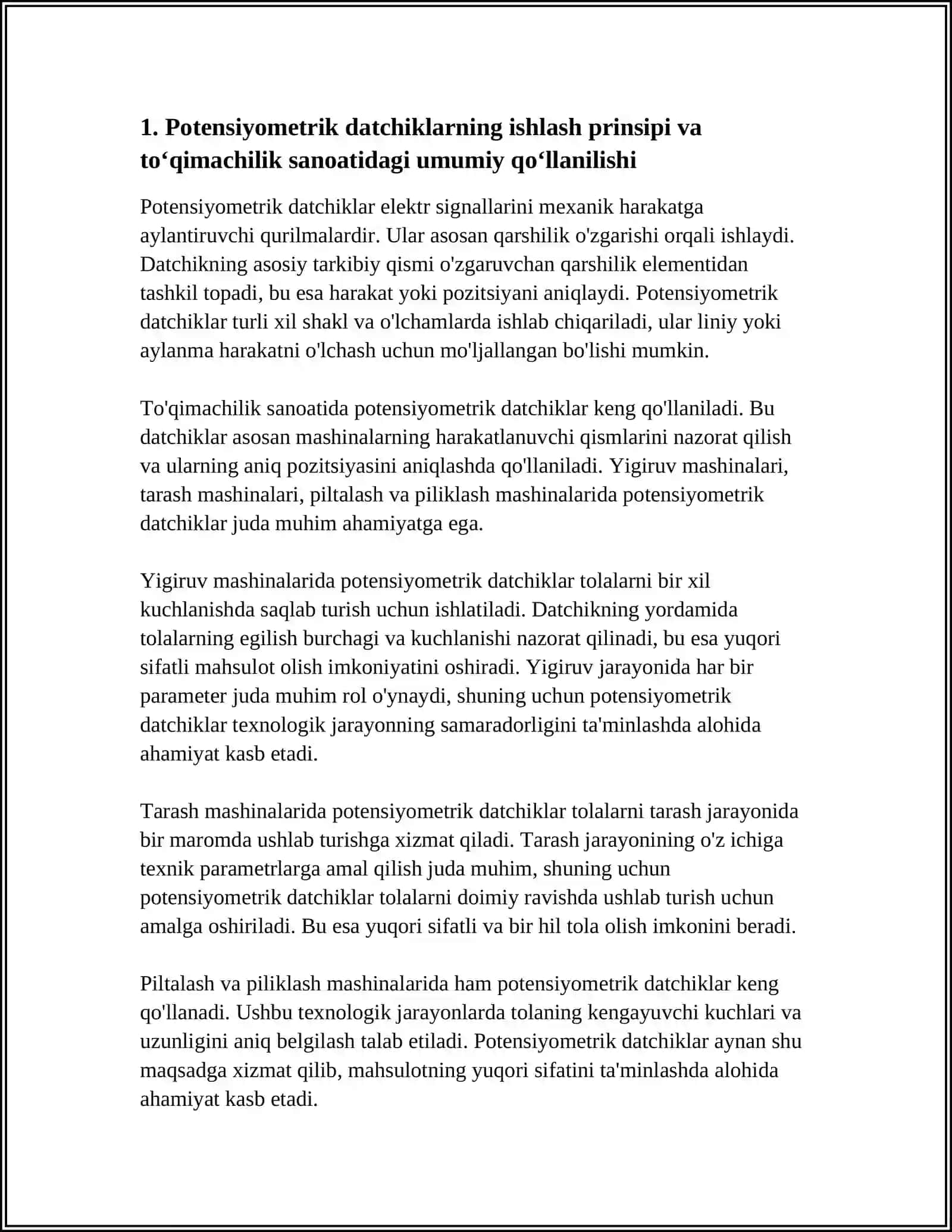 TOQIMACHILIK SANOATI POTENSIOMETRIK VA INDUKTIV DATCHIKLAR 4