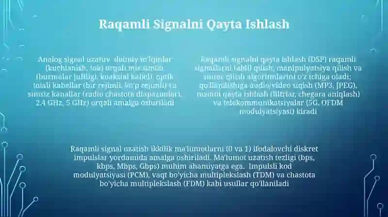 Analog va raqamli sinallarni uzatish va qayta ishlash 4