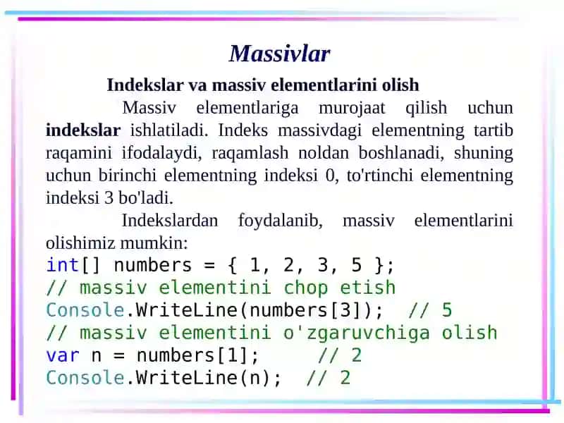Massivlar 4