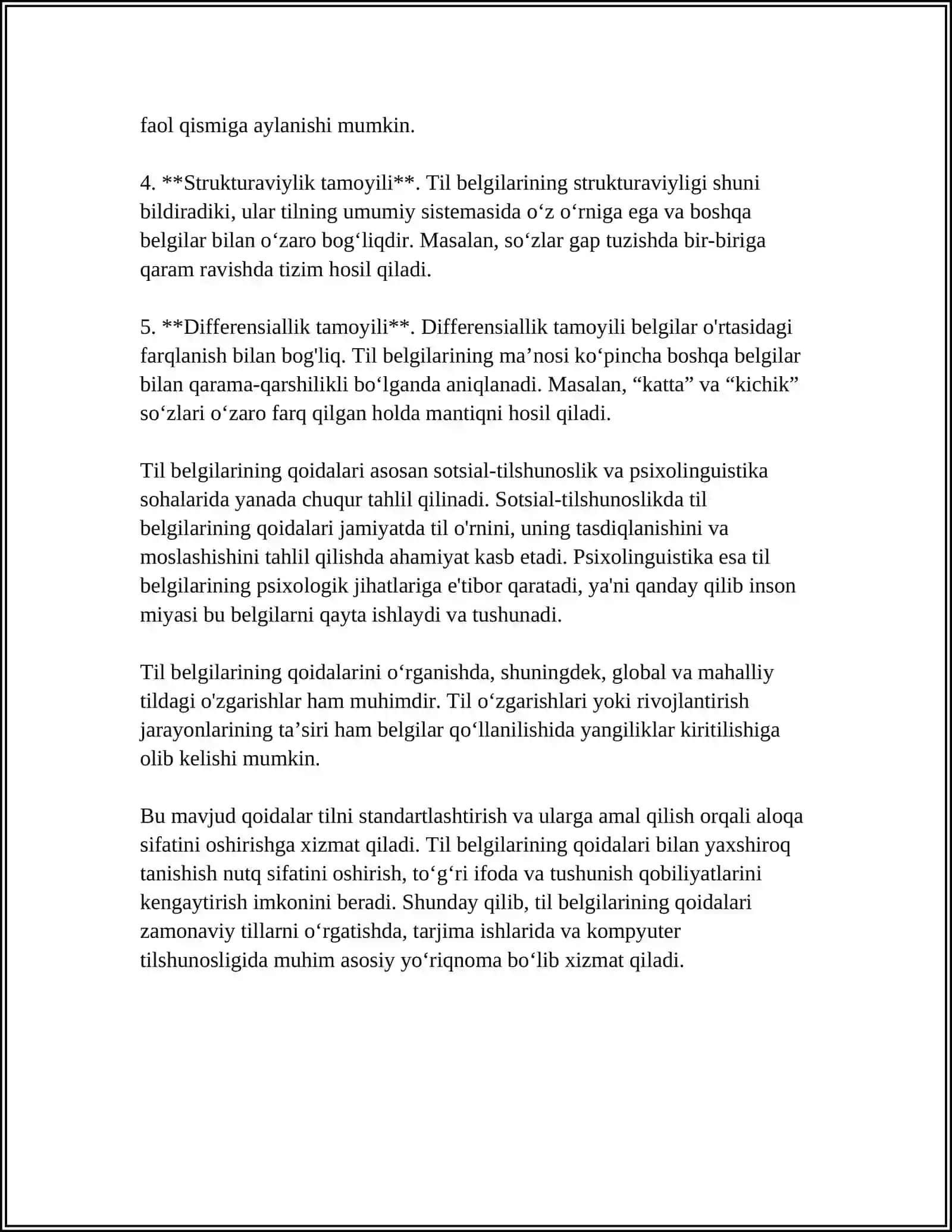 TIL - BELGILAR SISTEMASI. BELGI VA BELGILAR SISTEMASI TUSHUNCHASI. SEMIOTIKA. TILDA “SISTEMA” VA “STRUKTURA” TUSHUNCHALARI. BELGILAR SISTEMASINING TURLARI 4