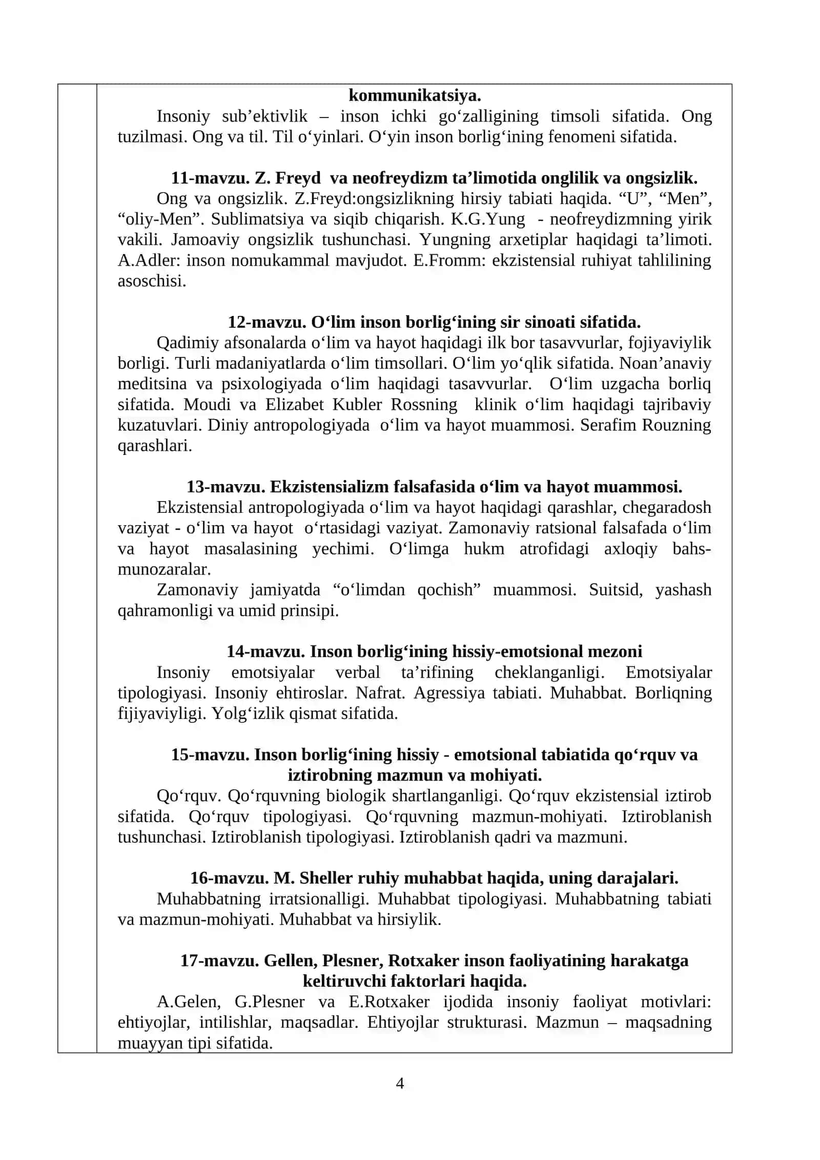 FALSAFIY ANTROPOLOGIYA FANINING O‘QUV DASTURI 4