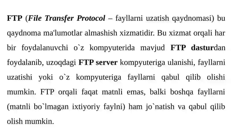 FTP xizmati imkoniyatlari 4