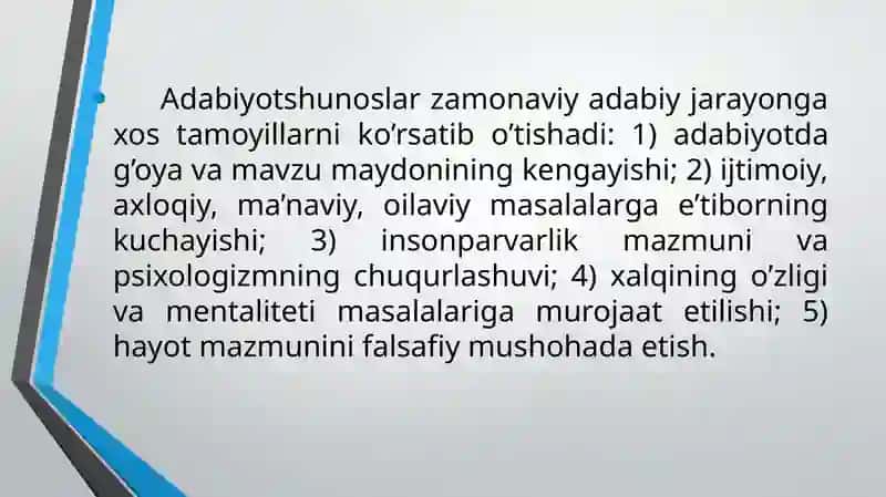 Sharq va Gʼarb ho'zirgi adabiy jarayoni 4