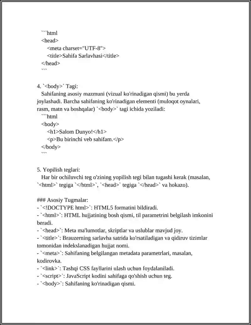 HTMLNING TEGLARIDAN FOYDALANIB O’ZINGIZ HAQINGIZDA WEB SAHIFA YARATING 4