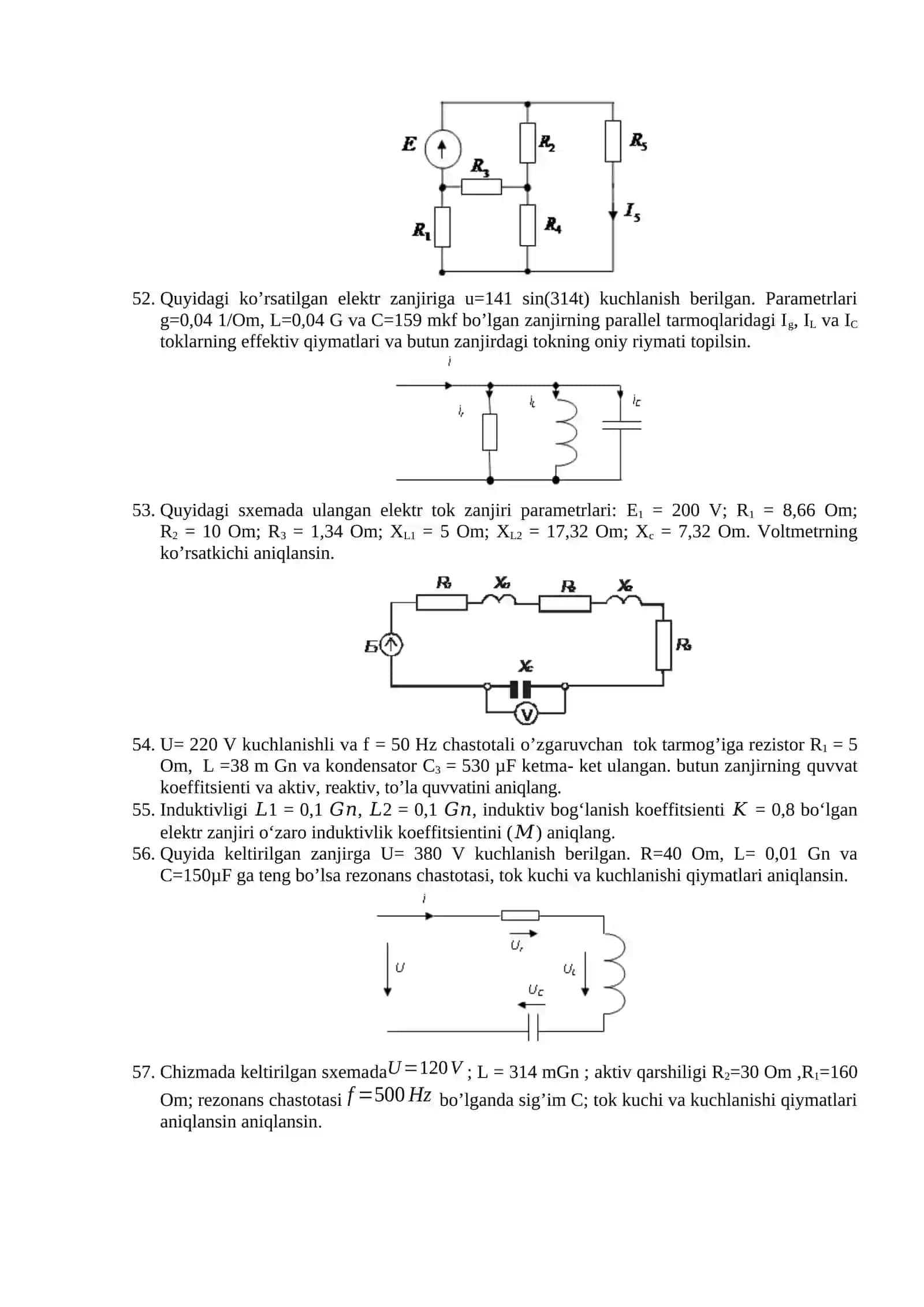 Elektrotexnikaning nazariy asoslari fanidan yakuniy nazorat ishi bo’yicha umumiy savollar 4