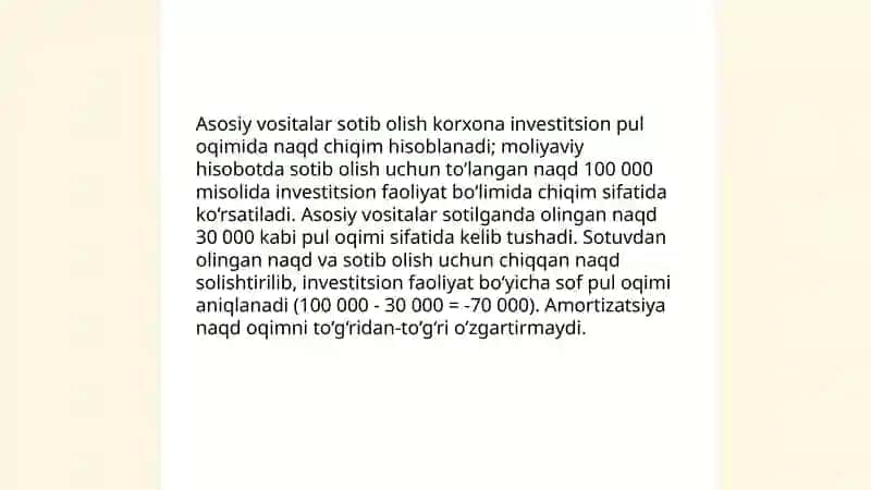 Investitsion faoliyat buyicha pul oqimi tahlili 4