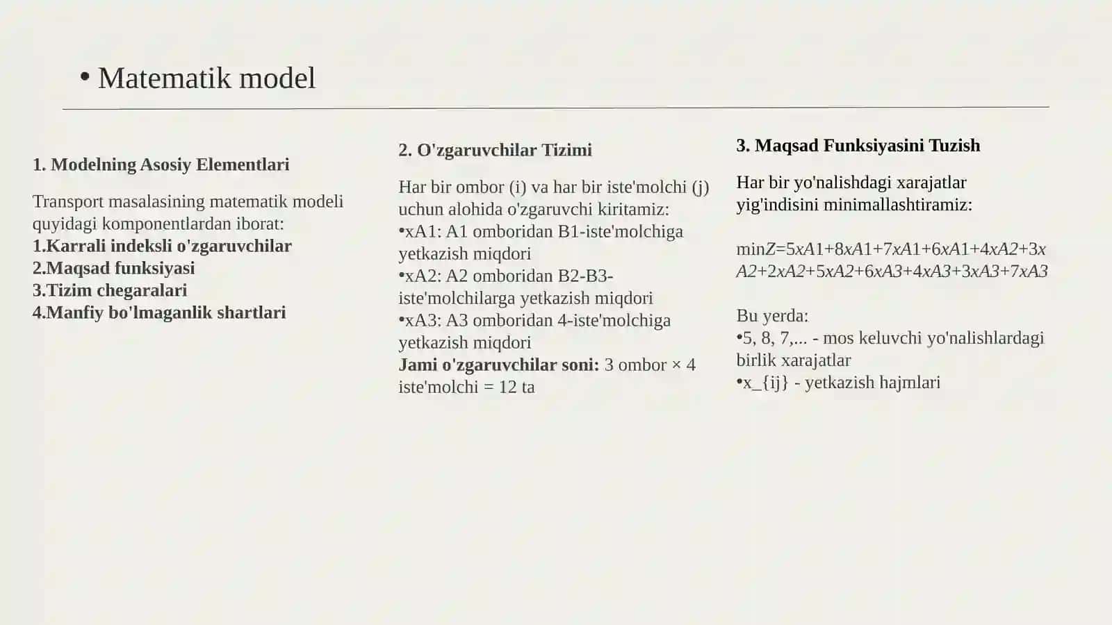 Mahsulot yetkazib berish xarajatlarini minimallashtirish 4