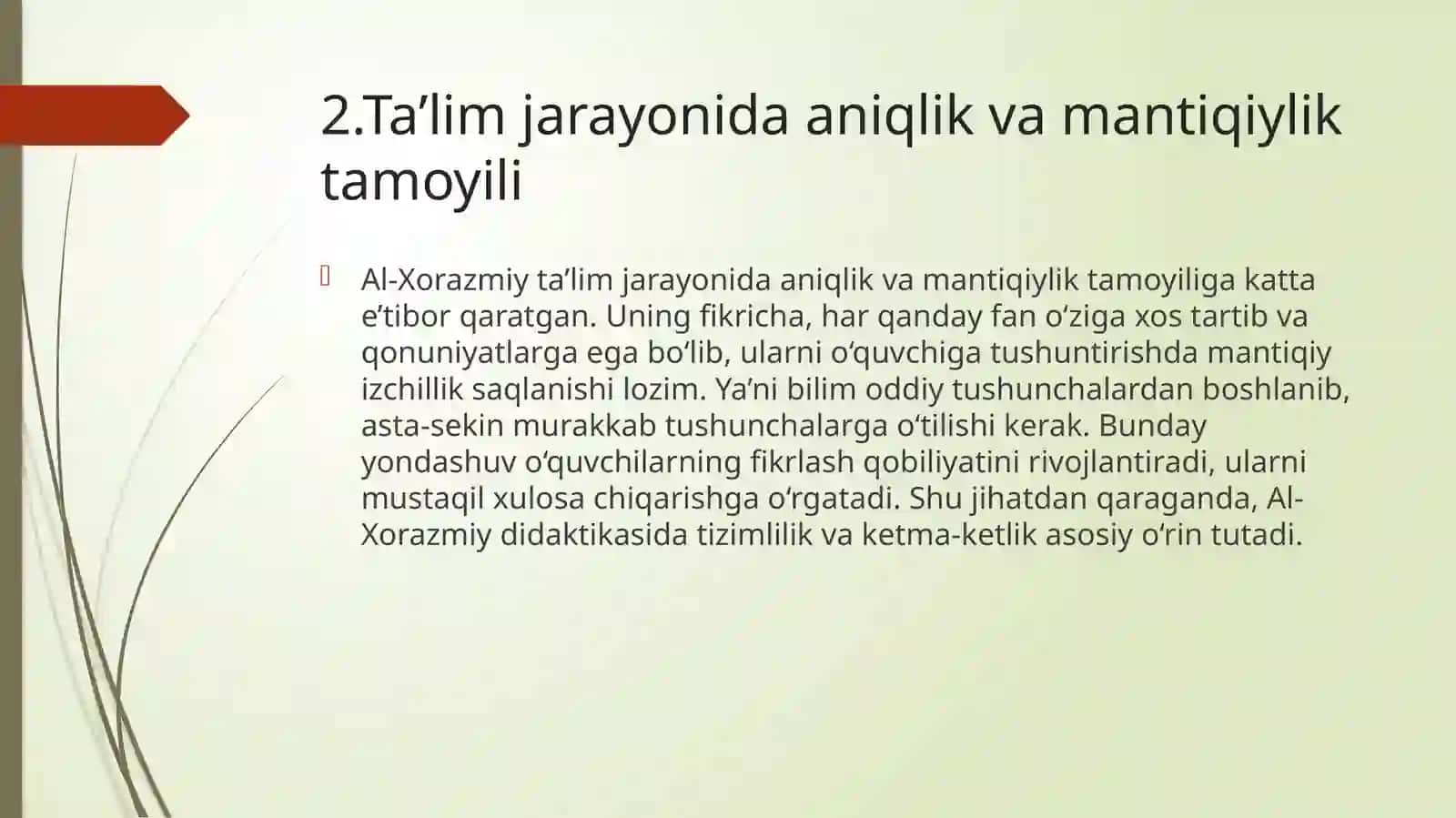Imom Abdullox Muhammad ibn Muso al Xorazmiyning didaktik g’oyalari 4