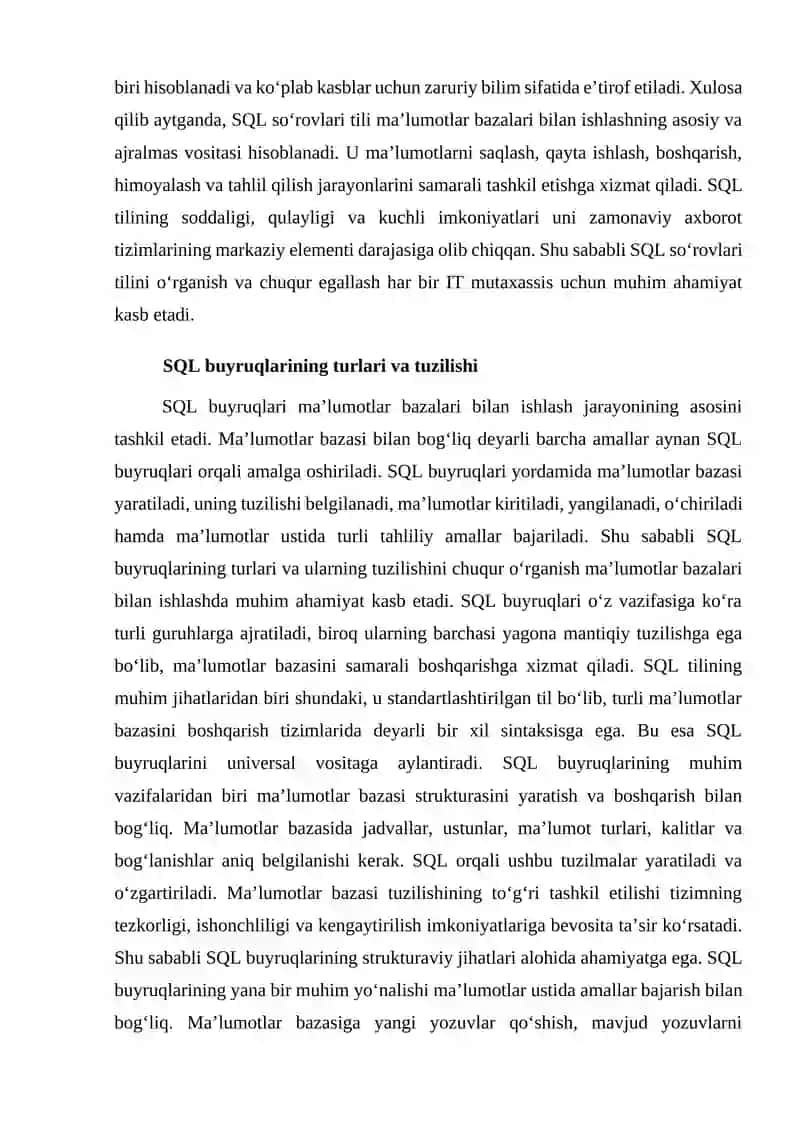 SQL SO‘ROVLARI TILI VA STRUKTURASI 4