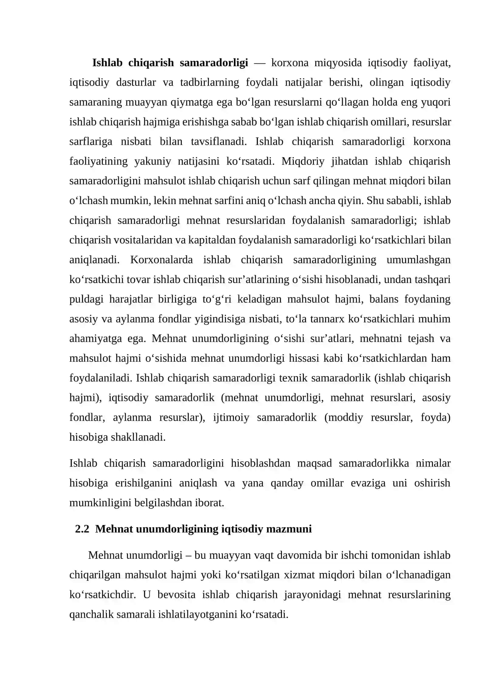 Mehnat unumdorligi ishlab chiqarishni iqtisodiy samaradorlik mezoni 4