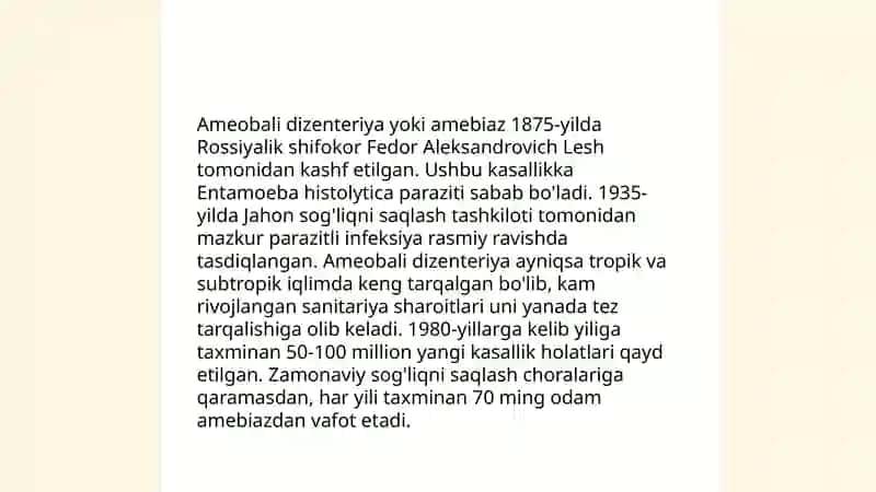Amyobali dizenteriya va ular keltirib chiqargan kasalliklar, laborator tashhisi 4