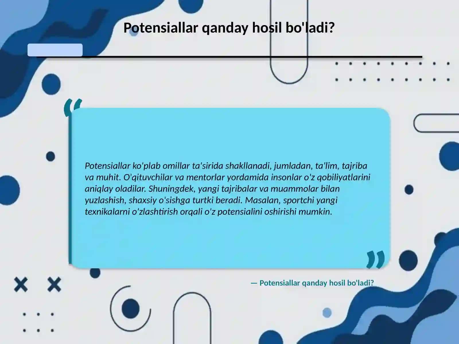 Potensiallar hosil bo'lishi 4