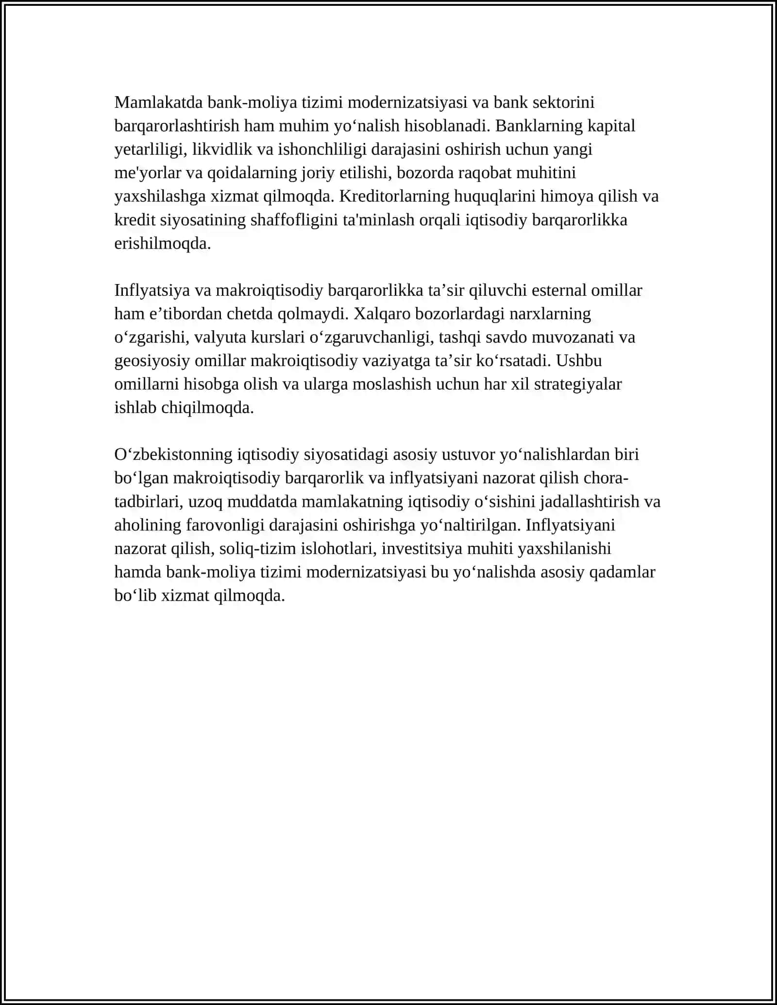 IQTISODIY SIYOSATNING USTUVOR YO‘NALISHLARI (O‘ZBEKISTON MISOLIDA) 4
