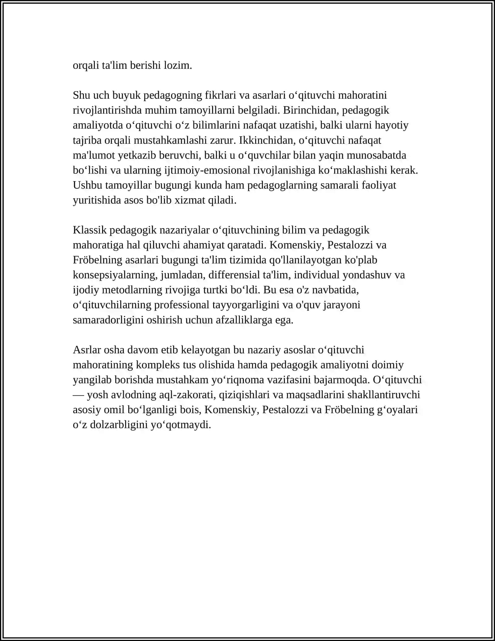 PEDAGOGIK FIKRLAR VA MAKTABLAR TARIXIDA OʻQITUVCHI MAHORATI MASALALARI 4