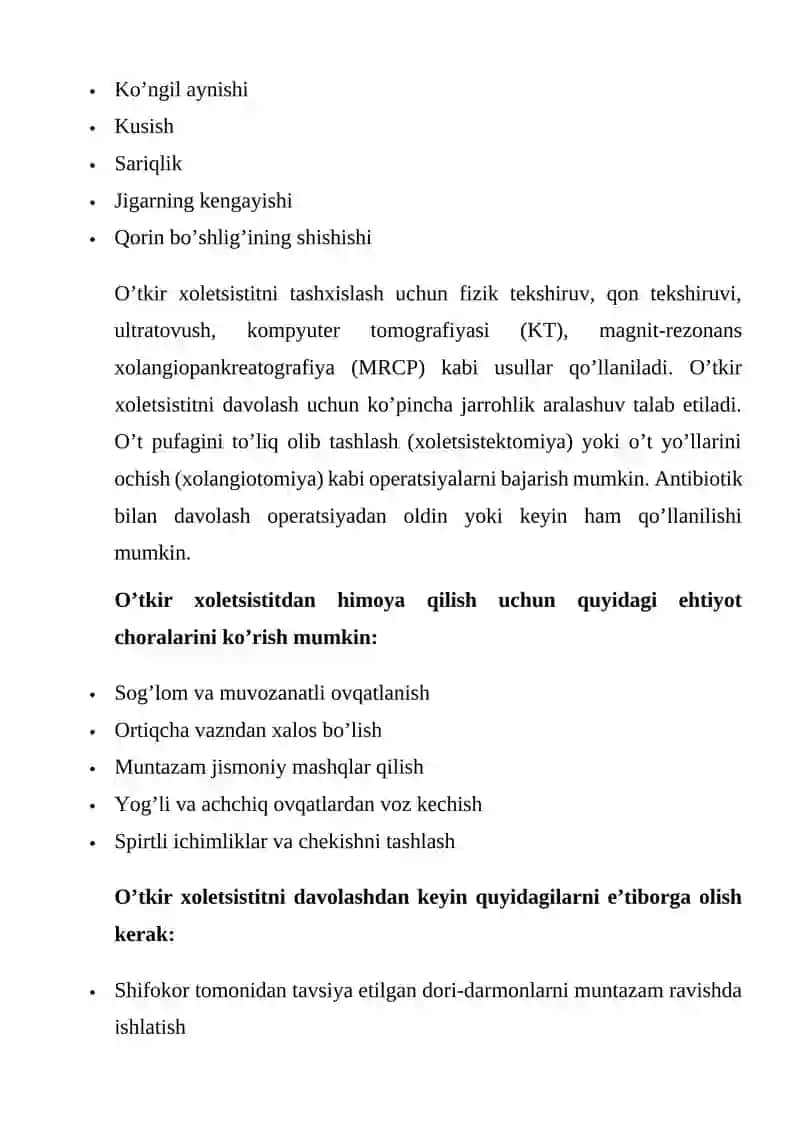 O'tkir xoletsistit (o't pufagining yallig'lanishi) 4