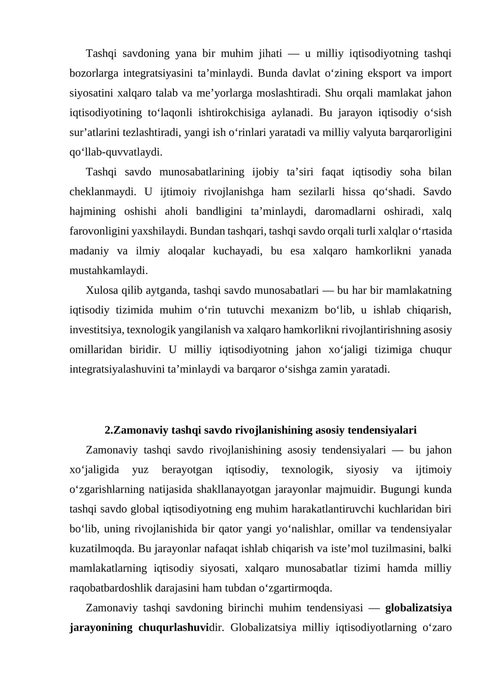 Tashqi savdo munosabatlari rivojlanishiga xos bulgan tendensiyalar 4
