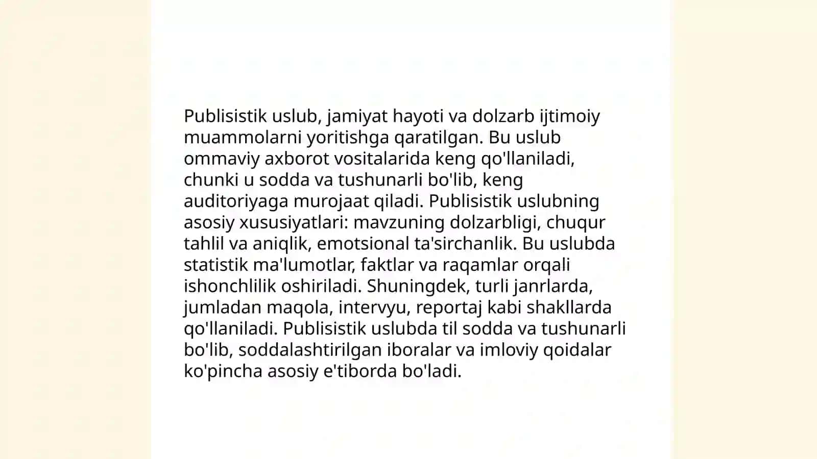 Nutq uslublari (publisistik ilmiy uslub va rasmiy idoraviy uslublar) Annotatsiya 4
