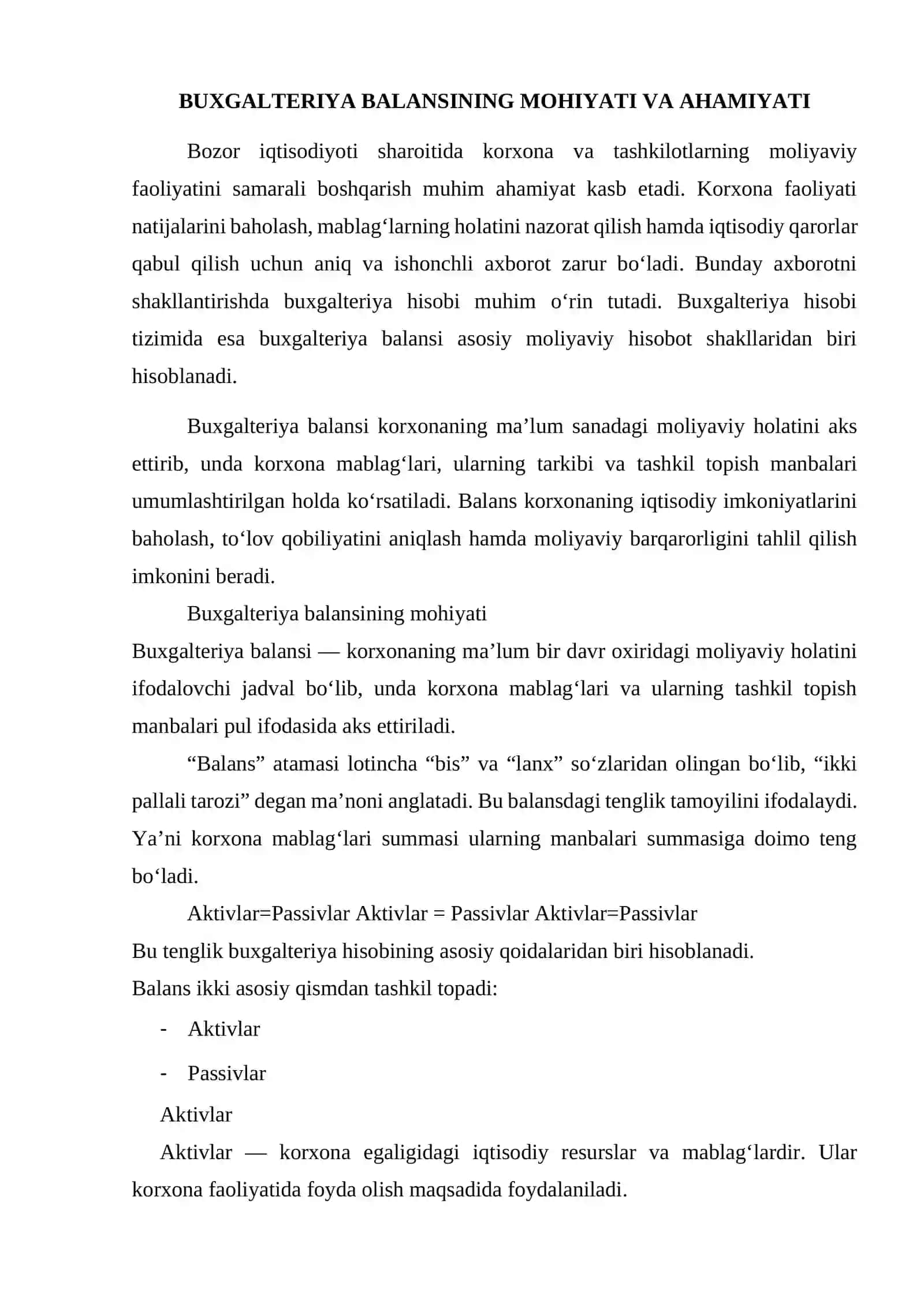 Buxgalteriya balansi tuzilishi va uning tarkibi 4