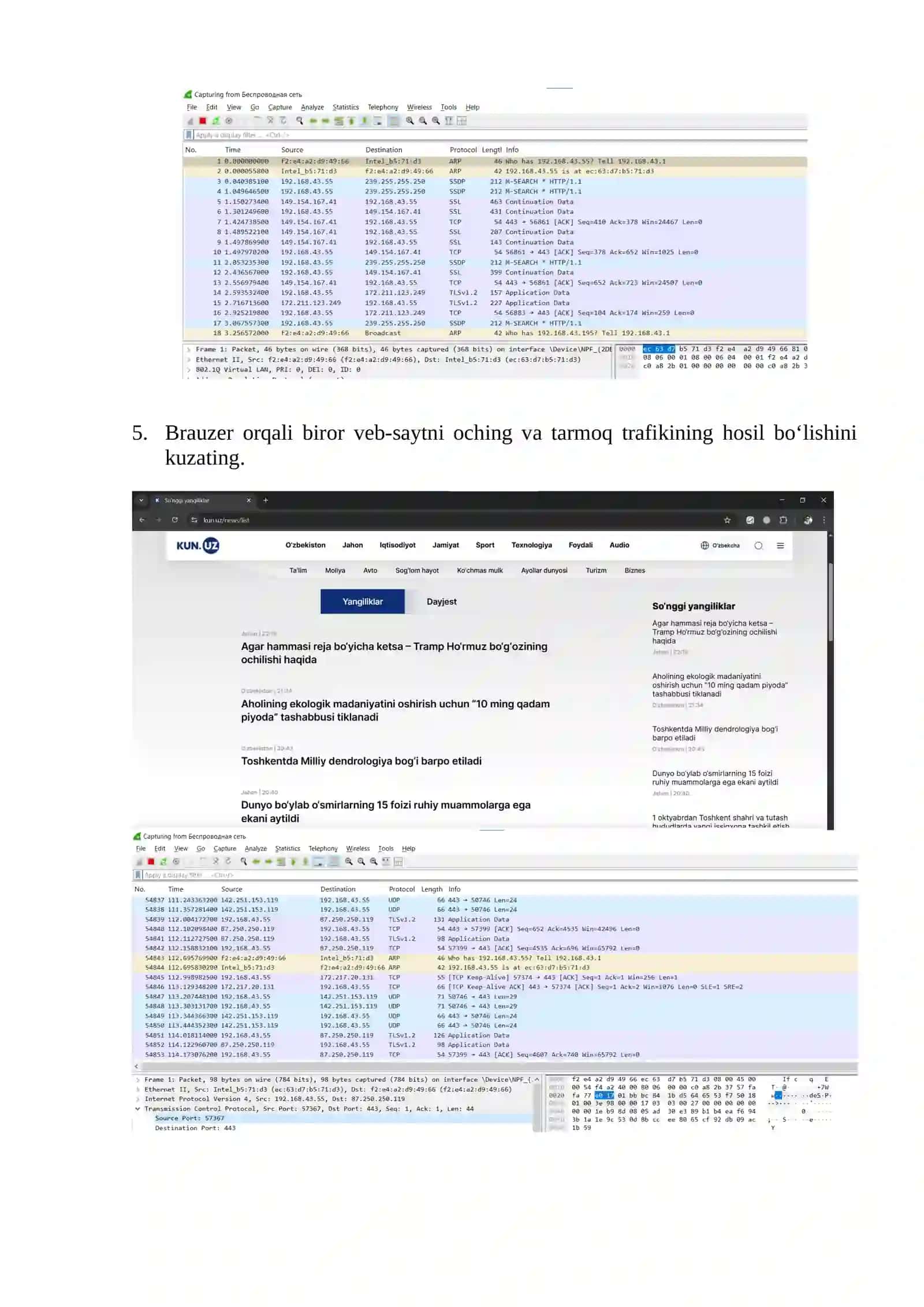 Tarmoq trafikini kuzatish va oddiy hujumlarni aniqlash (Wireshark bilan ishlash) 4